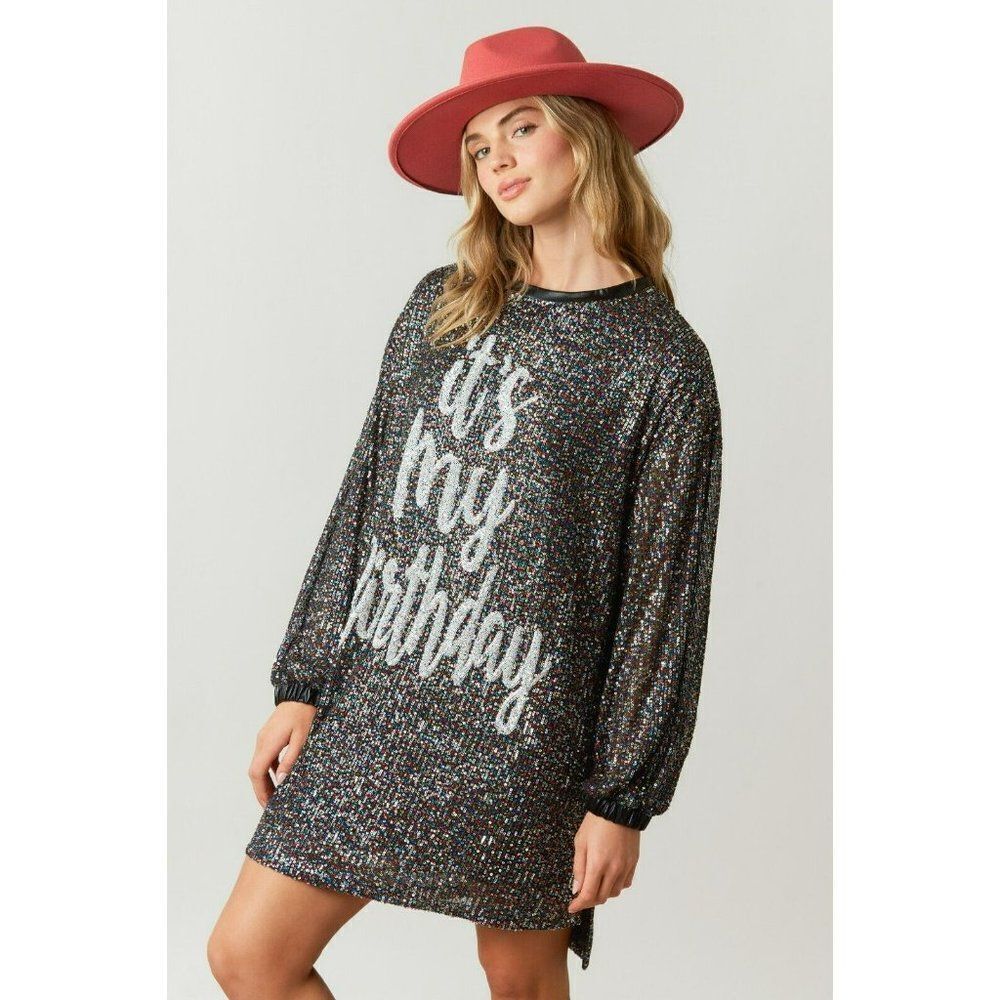 Fantastic Fawn Birthday Behavior Long Sleeve Sequin Dress Rainbow IFKD54516-01 - Picture 6 of 6